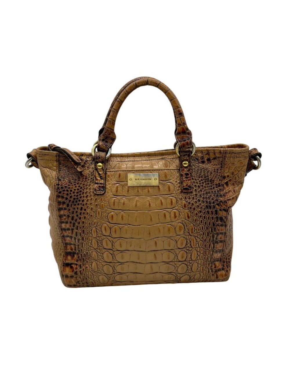 Brahmin Brown Croc-Embossed Leather Arno Satchel